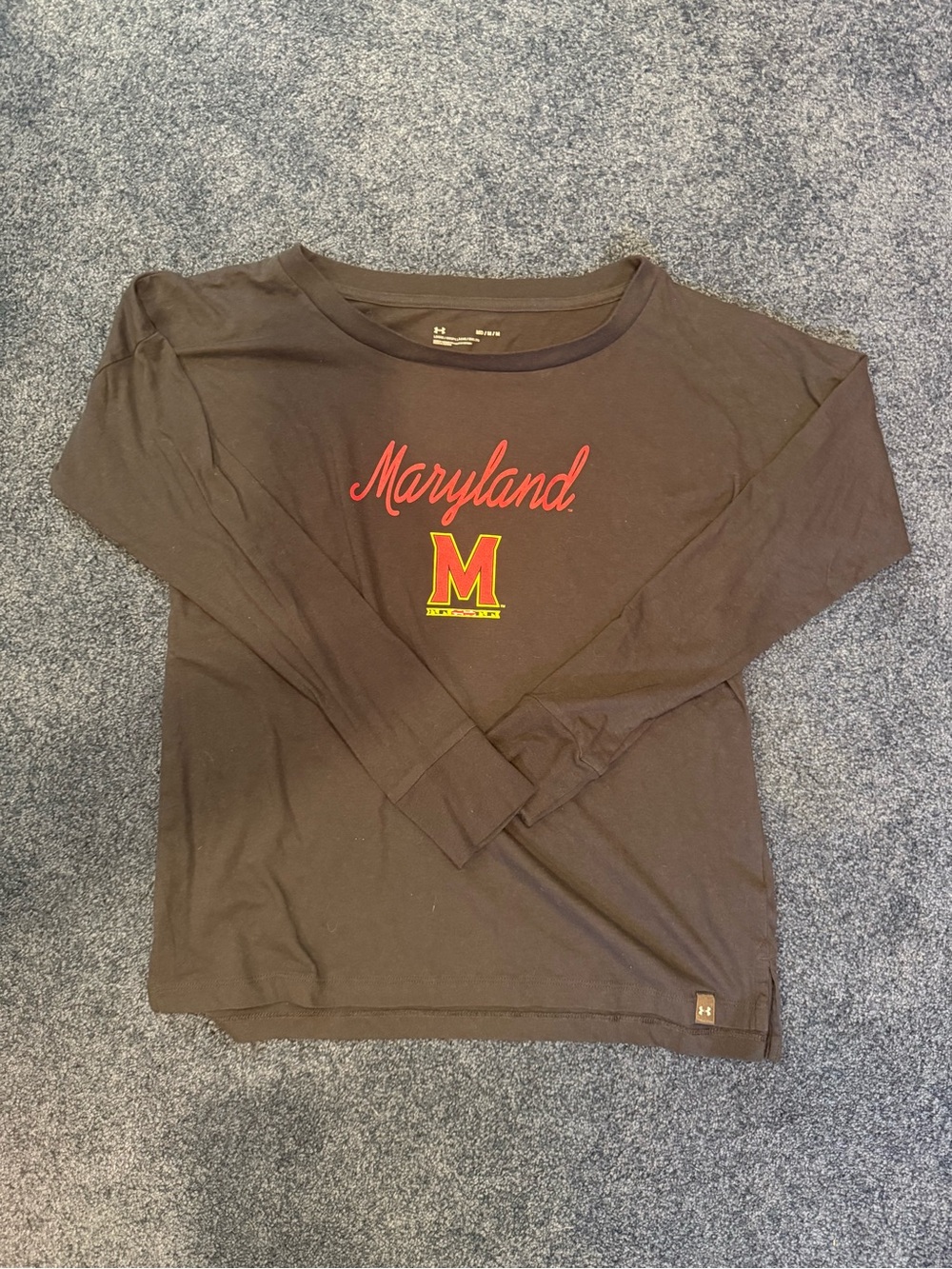 Under Armour unisex Maryland Long Sleeve Tee - Black with Red & Gold Logo
